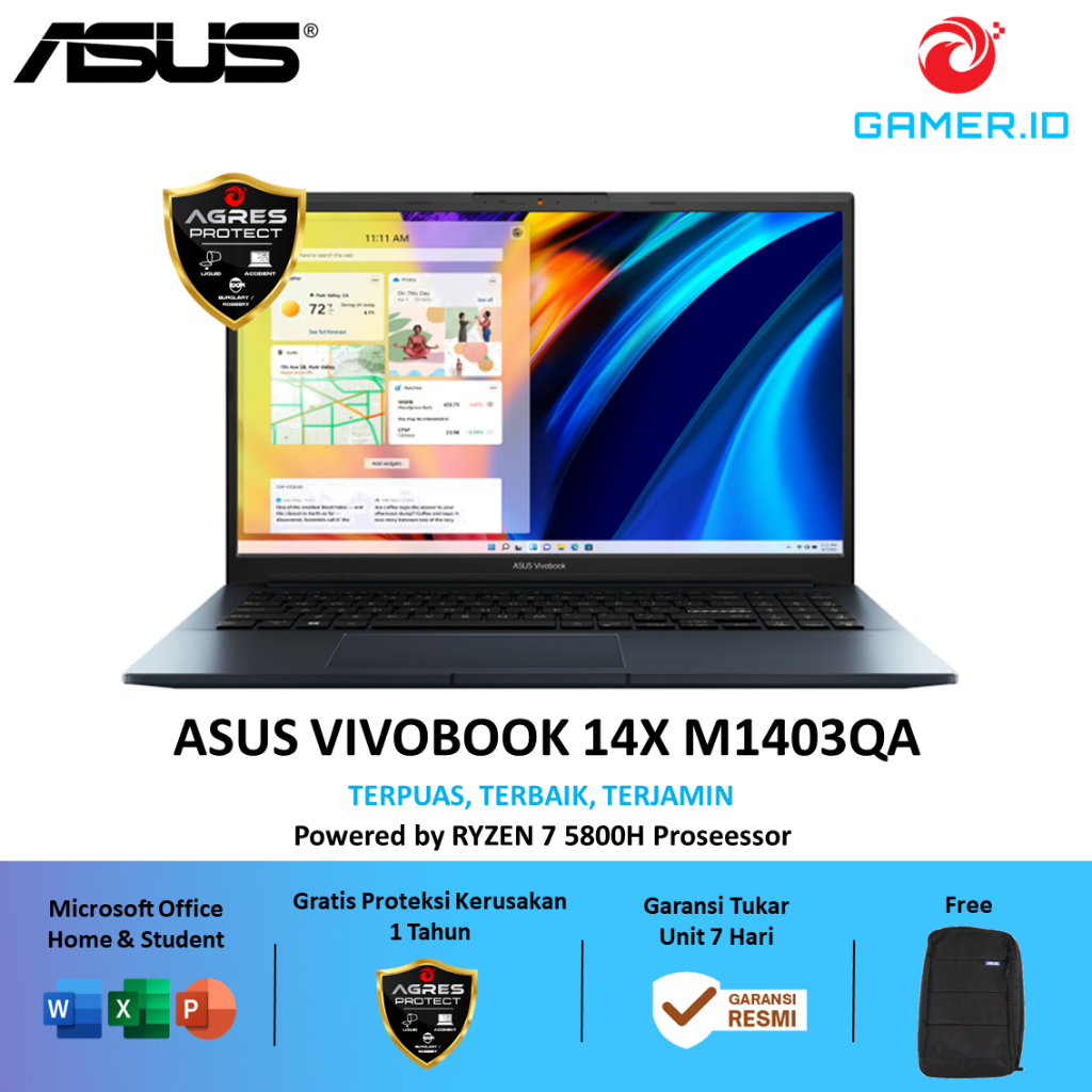 Jual ASUS VIVOBOOK 14X M1403QA RYZEN 7 5800H 16GB 512GB SSD VEGA7 WIN11