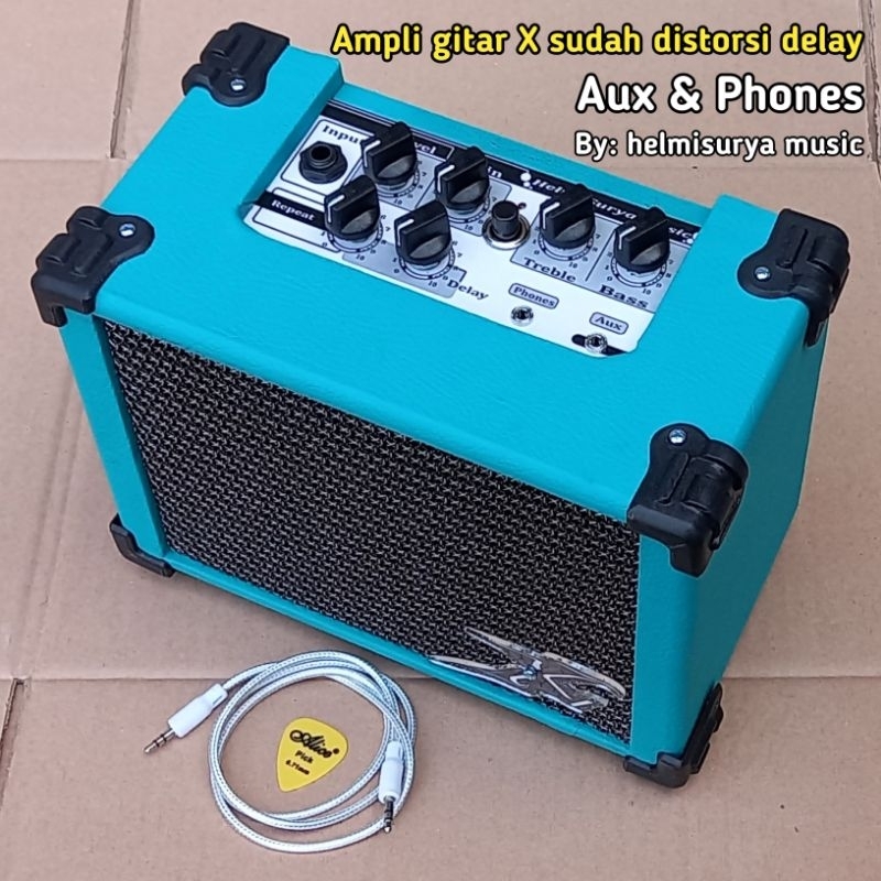 Jual Ampli Gitar Ampli Gitar X Mini 4inch Sudah Distorsi Delay Aux