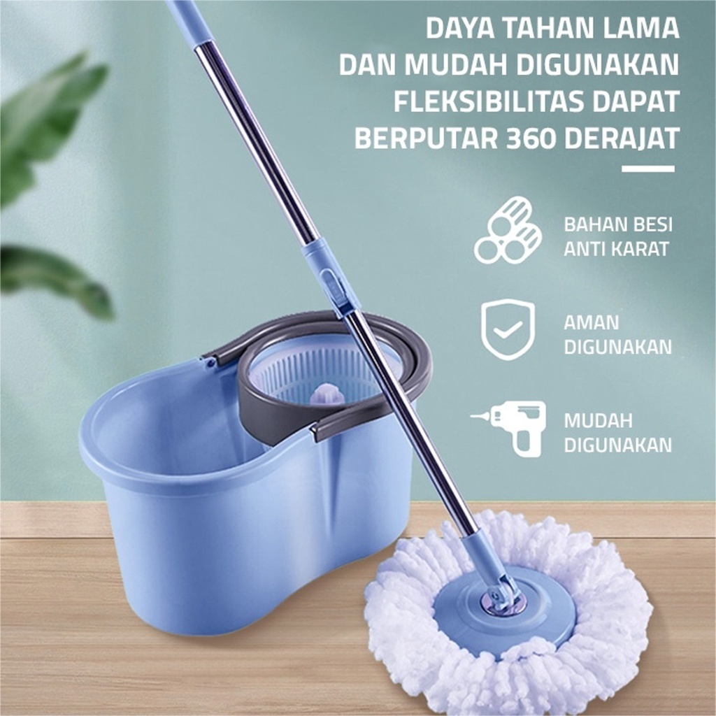 Jual Mop Magic Spin Set Alat Pel Lantai Mop Dengan Rol Praktis Kain