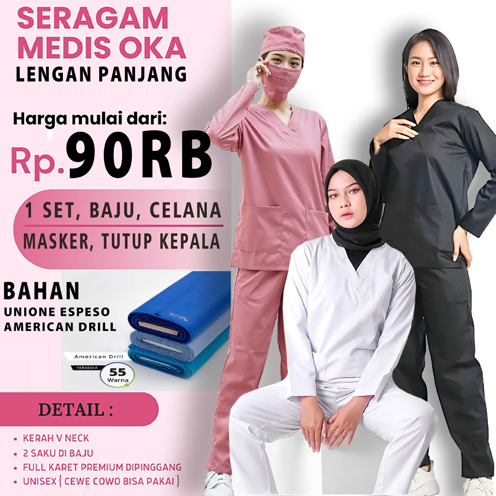 Jual Seragam Baju Oka Ok Perawat Scrub Rumah Sakit Klinik Praktek