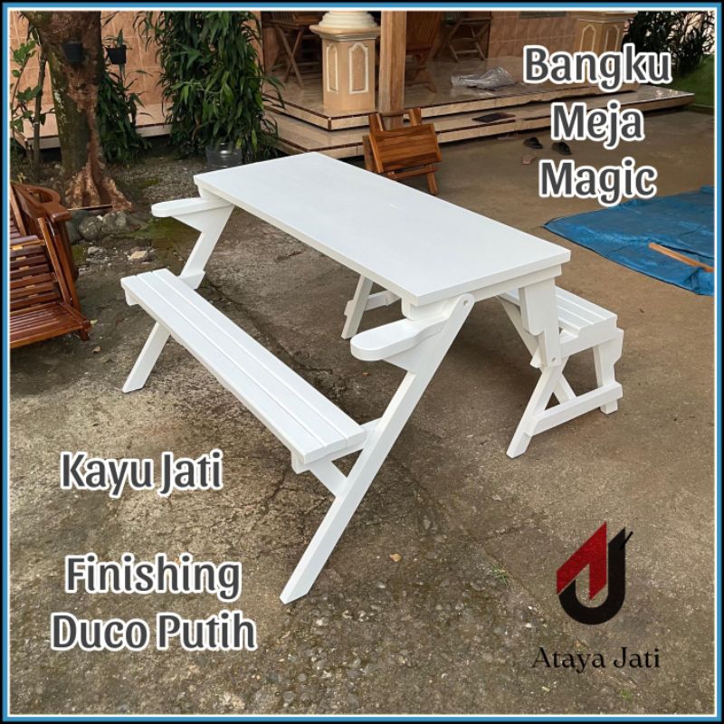 Jual Meja Bangku Magic Meja Kursi Lipat Kayu Jati Meja Portable