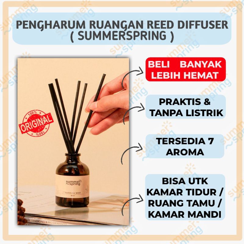 Jual Summerspring Reed Diffuser Fiber Stick Pengharum Ruangan Kamar