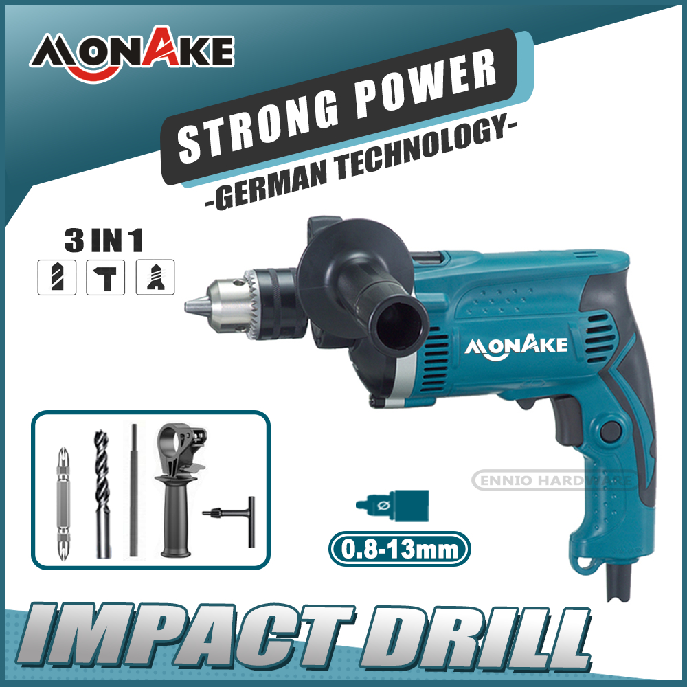 Jual MONAKE Mesin Bor 13mm Impact Drill Tangan Listrik Electric Drill