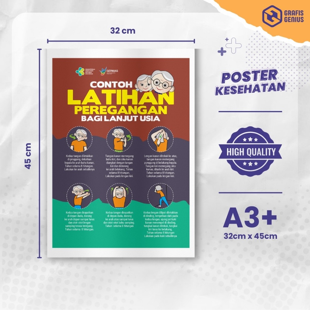 Jual Poster Kesehatan Contoh Latihan Peregangan Bagi Lanjut Usia A