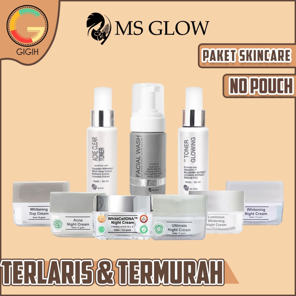 Jual Ms Glow Paket Skincare No Pouch Whitening Acne Ultimate