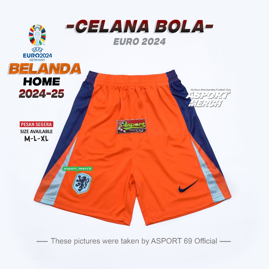 Jual CELANA BOLA BELANDA HOME EURO 2024 2025 IMPORT Shopee Indonesia