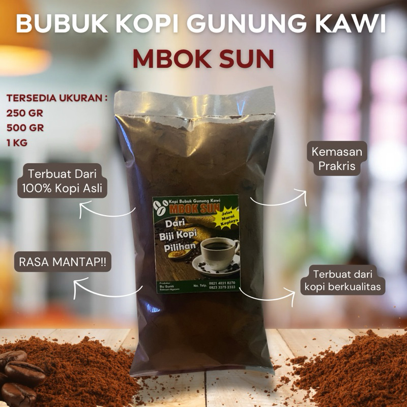 Jual Kopi Bubuk Murni Gunung Kawi MBOK SUN Khas Malang Dari Biji Kopi