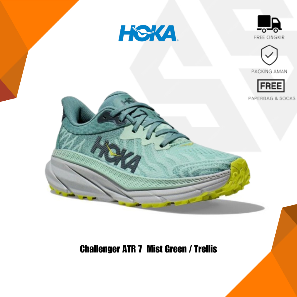 Jual Sepatu Trail Running Wanita Hoka Challenger Atr Mist Green