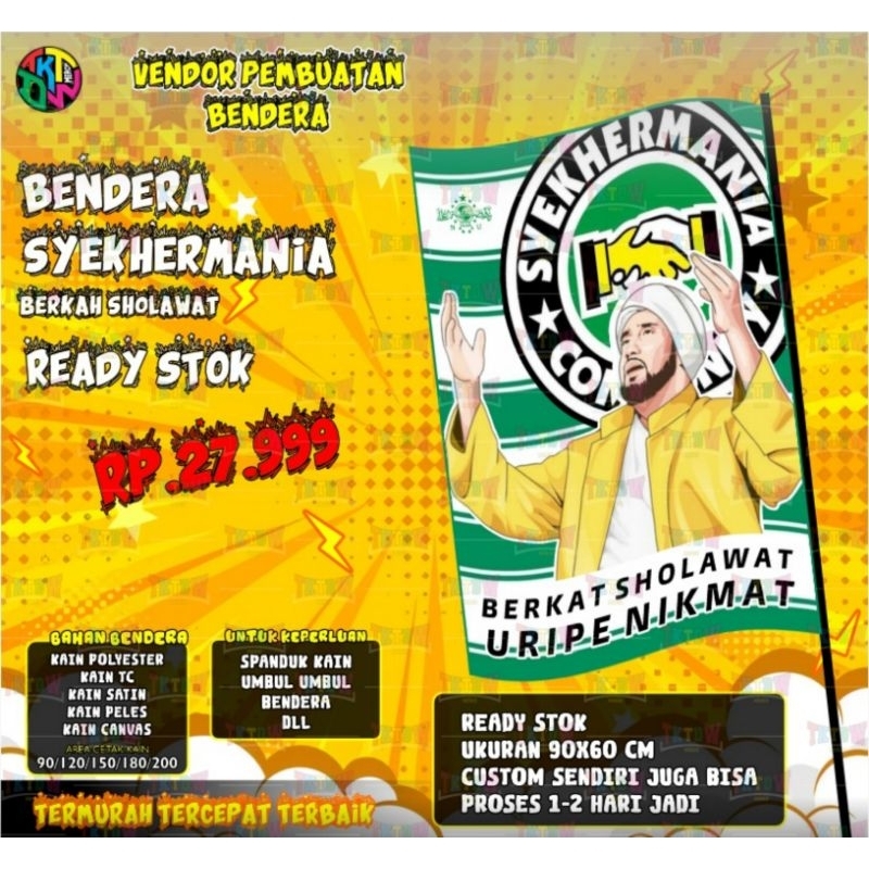 Jual BENDERA SYEKHERMANIA BERKAT SHOLAWAT READY STOK DAN CUSTOM