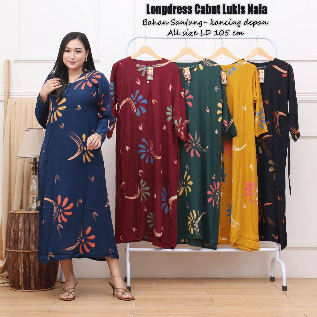 Jual LONGDRESS CABUTAN BUSUI LD 110 DASTER BATIK LENGAN PANJANG KANCING