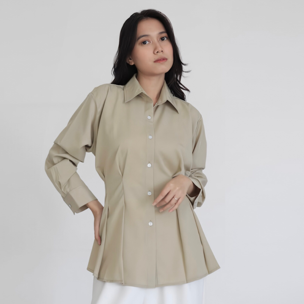 Jual Msmo Kwon Top Longsleeve Blouse Kemeja Wanita Blouse Wanita