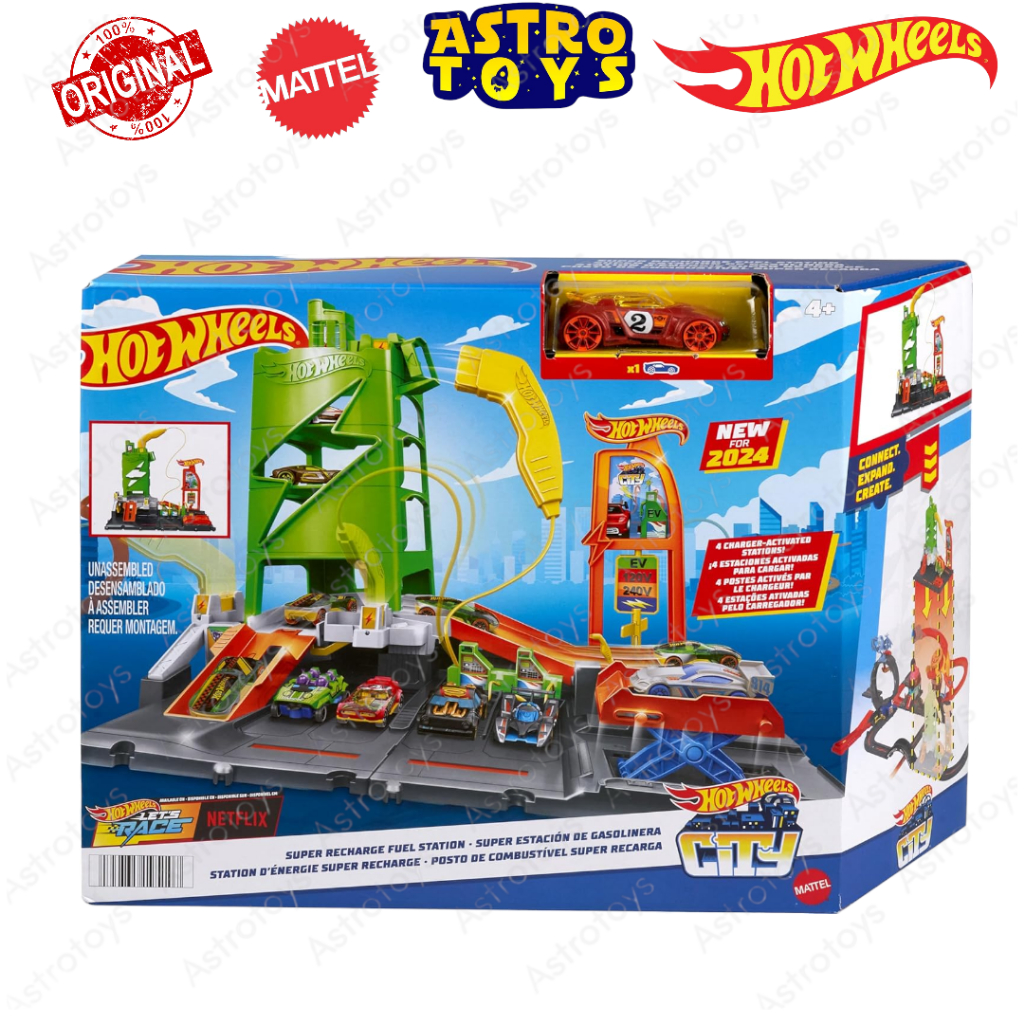 Jual Hot Wheels City Super Recharge Fuel Station Track Playset With EV