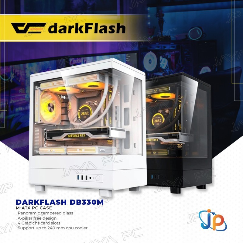 Jual DarkFlash DB330M M ATX PC CPU Case Tempered Glass Casing