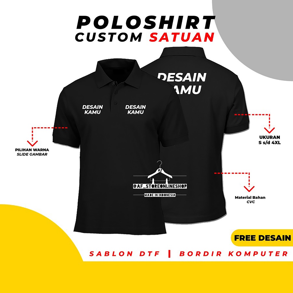 Jual Kaos Kerah Poloshirt Custom BORDIR SABLON Logo Design Sendiri