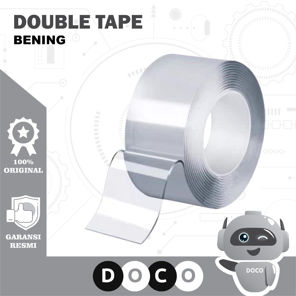 Jual Double Tape Nano 1M 3M 5M Selotip Bening Lakban Isolasi Solasi