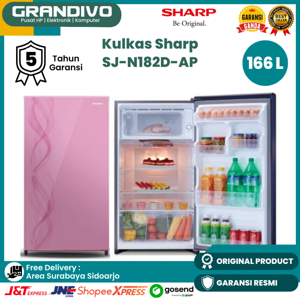 Jual Kulkas Sharp 1 Pintu 166 Liter SJ N182DAP Low Watt Tempered Glass