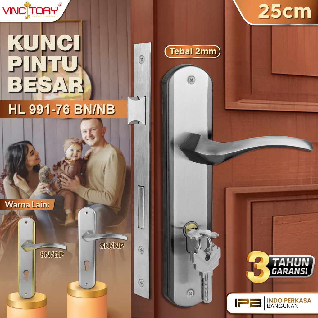 Jual Vincitory Handle Pintu Minimalis Kunci Rumah Set Besar Cm Hitam