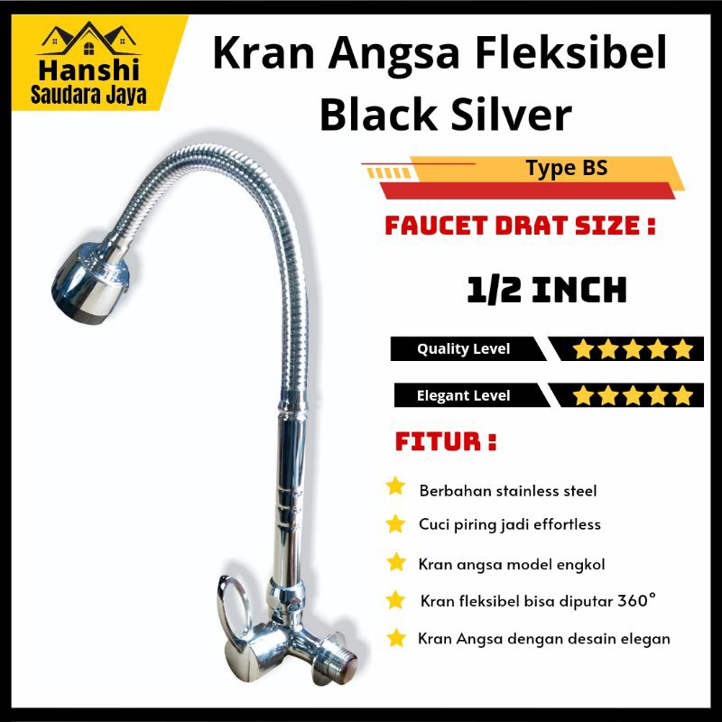 Jual Kran Angsa Wastafel I Kran Sink Dapur Kran Angsa Fleksibel Black