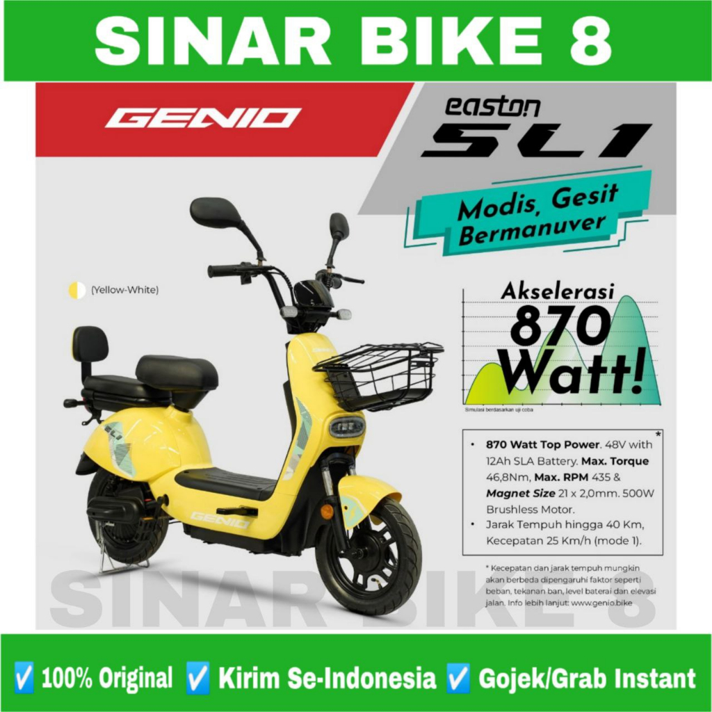 Jual Sepeda Listrik GENIO EASTON SL 1 BY UNITED 500 Watt Electric E