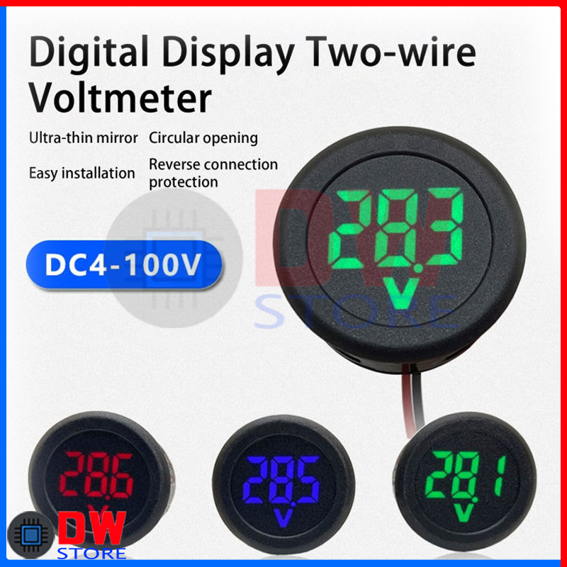 Jual Led Dc Voltmeter V V Volt Meter Frame Otomotif Mobil Bulat