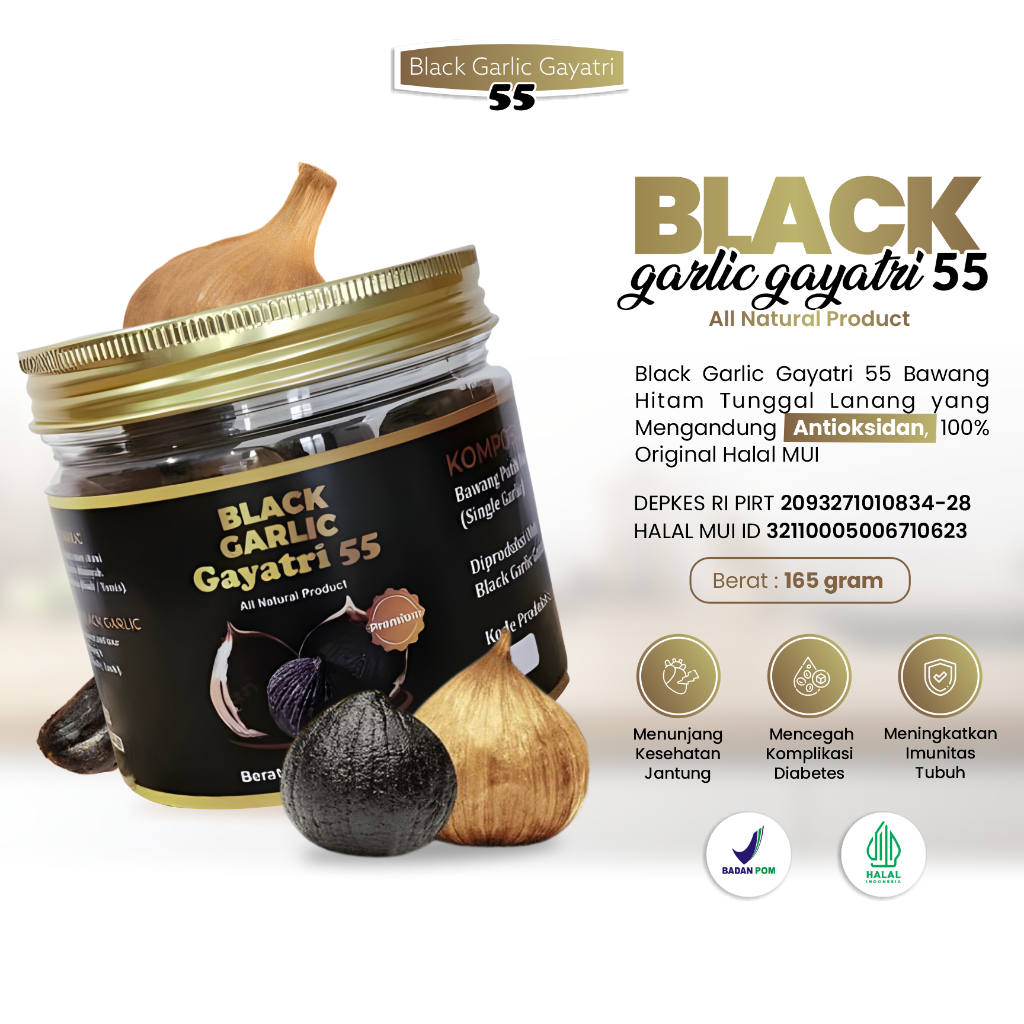 Jual Black Garlic Gayatri Bawang Hitam Tunggal Lanang Premium Ukuran