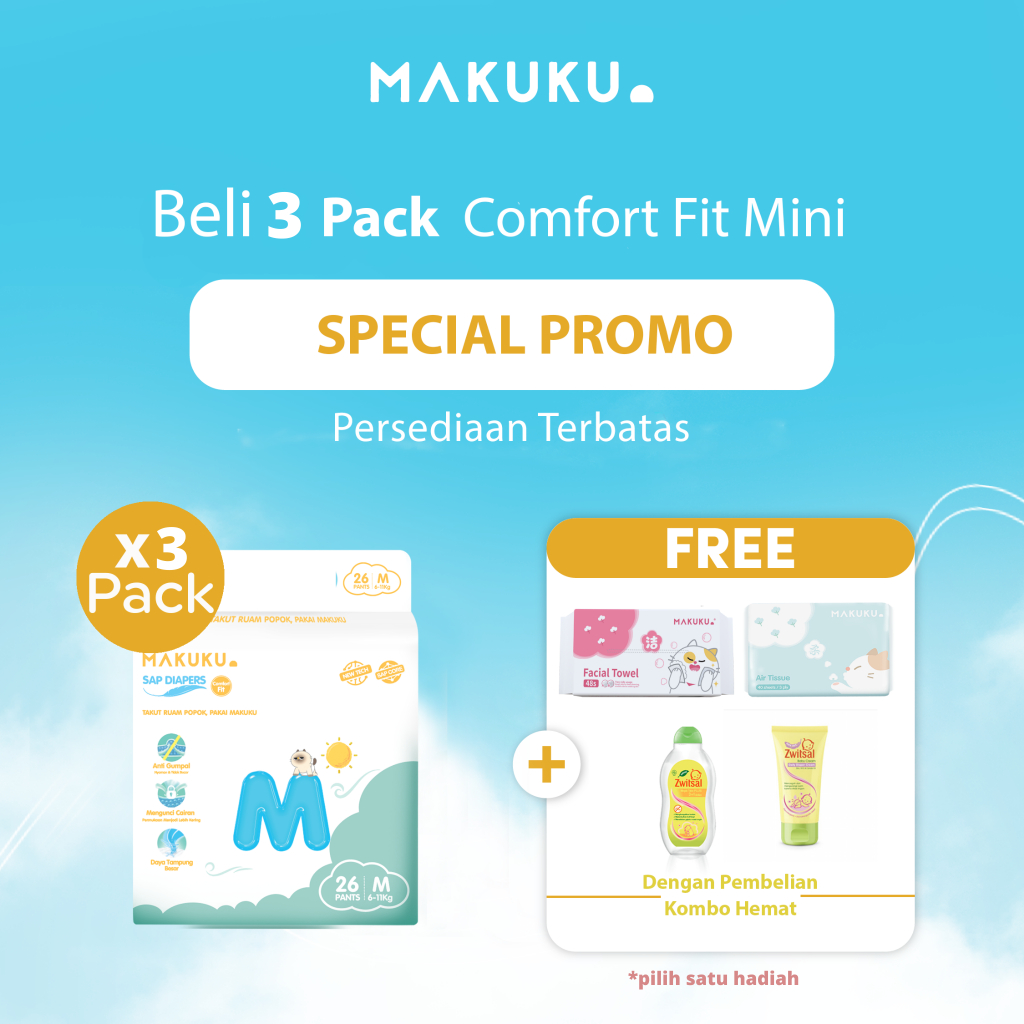 Jual Pack Makuku Sap Diapers Comfort Fit Mini Tape Pants Nb S M L