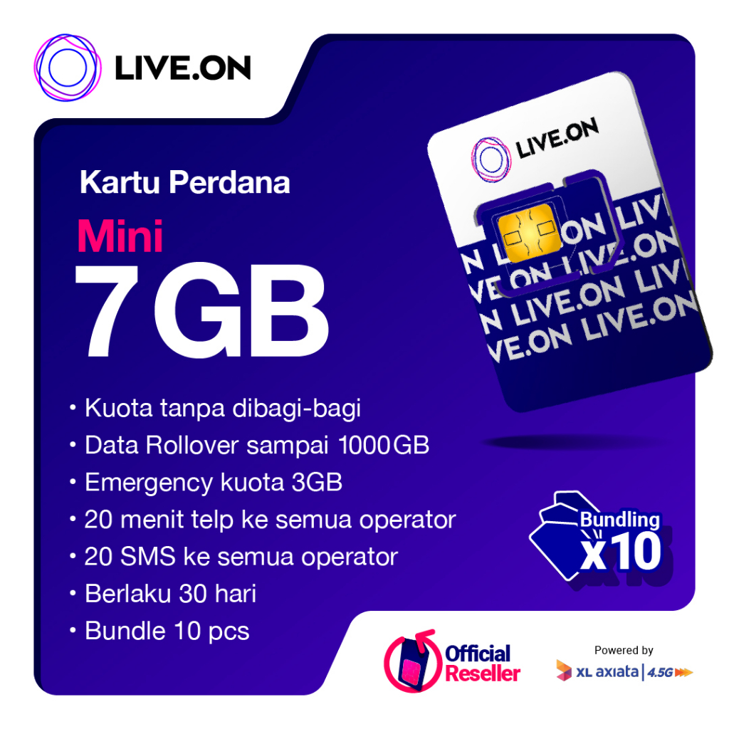 Jual Kartu Perdana Live On Mini 7GB 30 Hari 10Pcs Shopee Indonesia