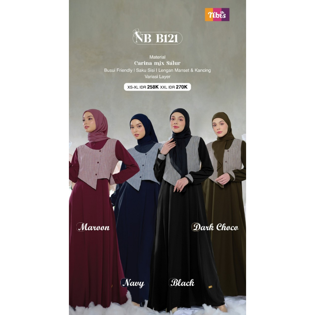 Jual Nibras Nb B Black Dark Choco Maroon Navy Carina Salur Gamis