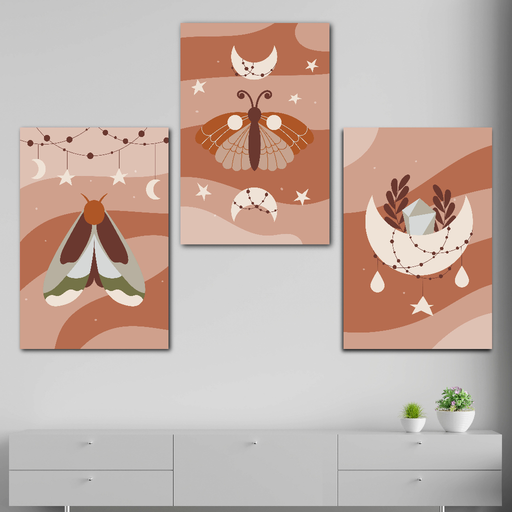 Jual Poster Kayu Boho Style Aesthetic Hiasan Dinding Ruang Tamu