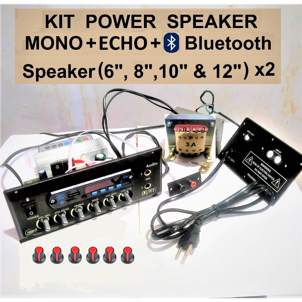 Jual KIT POWER Speaker Aktif MP3 ECHO Bluetooth TRAFO 3A KABEL MONO