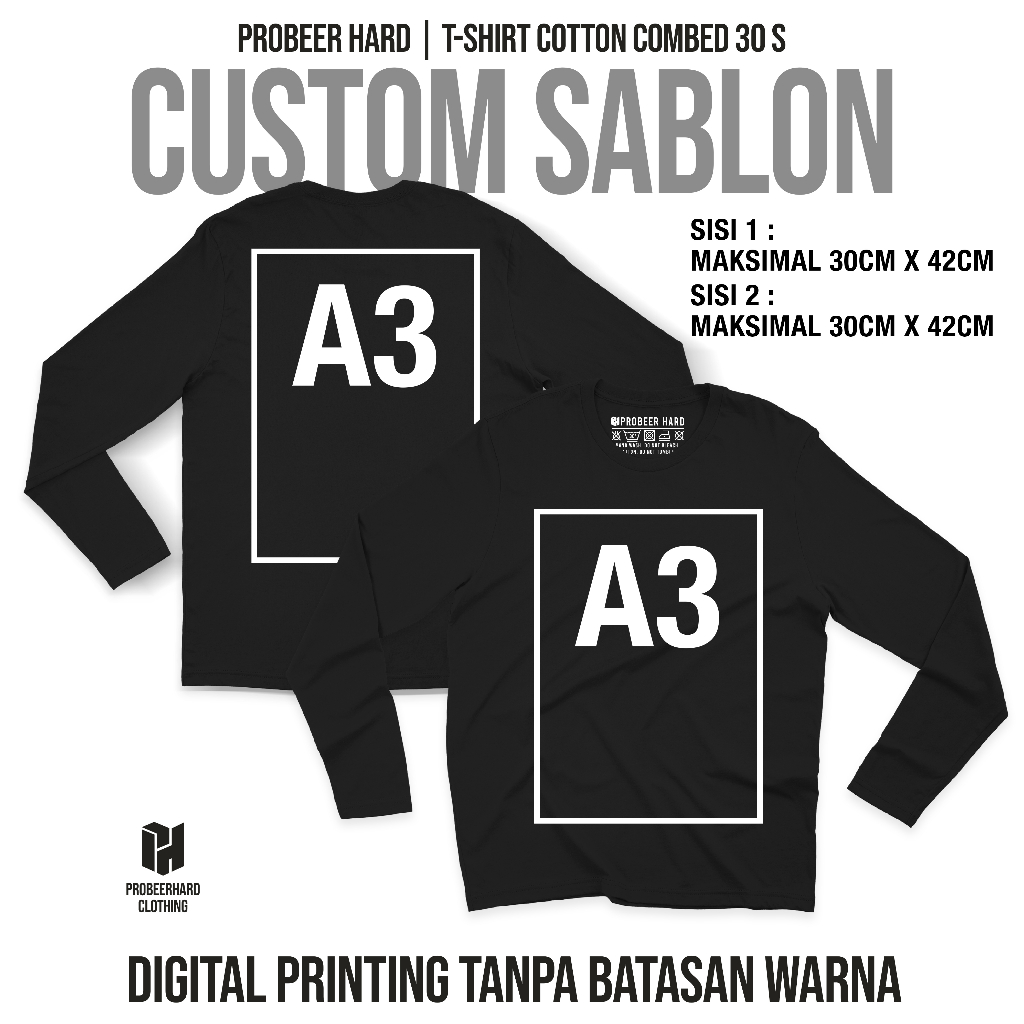 Jual Probeerhard Kaos Lengan Panjang Sablon Custom Design Sendiri