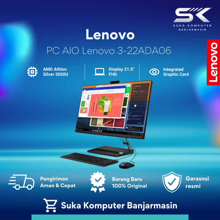 Jual Lenovo IdeaCentre AIO 3 22ADA6 Athlon Silver 3050U 8GB 256GB DOS