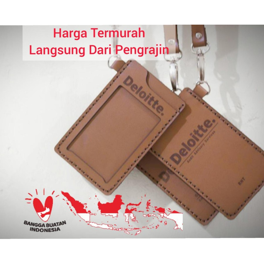 Jual Id Card Holder Kulit Nametag Kulit Asli Sapi Lanyard Kulit Bisa