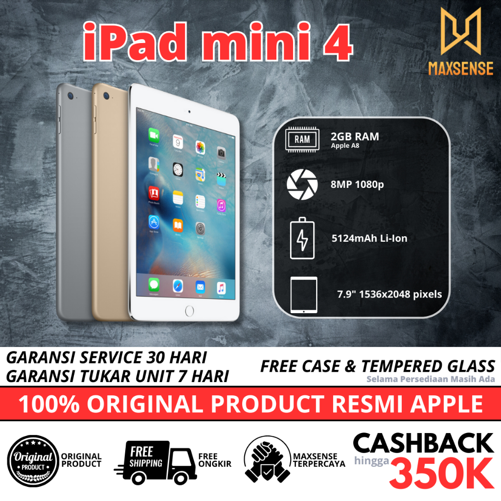 Jual IPad Mini 4 3 2 Wifi Only Cellular 128GB 64GB 32GB 16GB Second