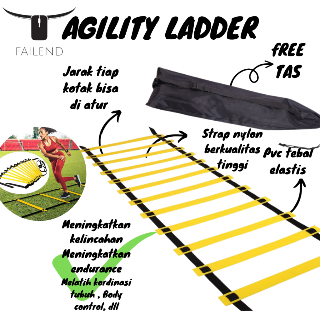 Jual Agility Ladder 2 3 4 5 6 7 8 Meter Tangga Tali Nilon Untuk