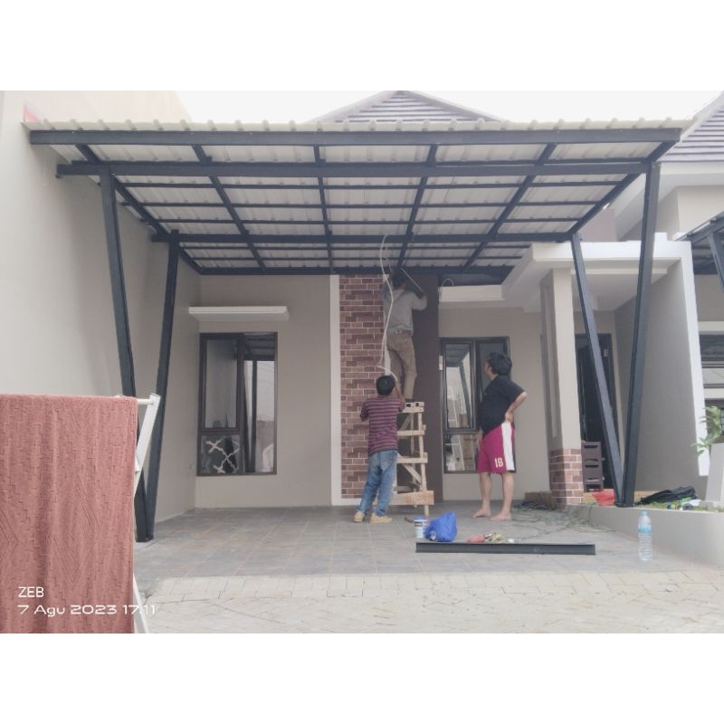 Jual Kanopi Baja Ringan Garasi Carport Atap Spandek Berpasir Depok