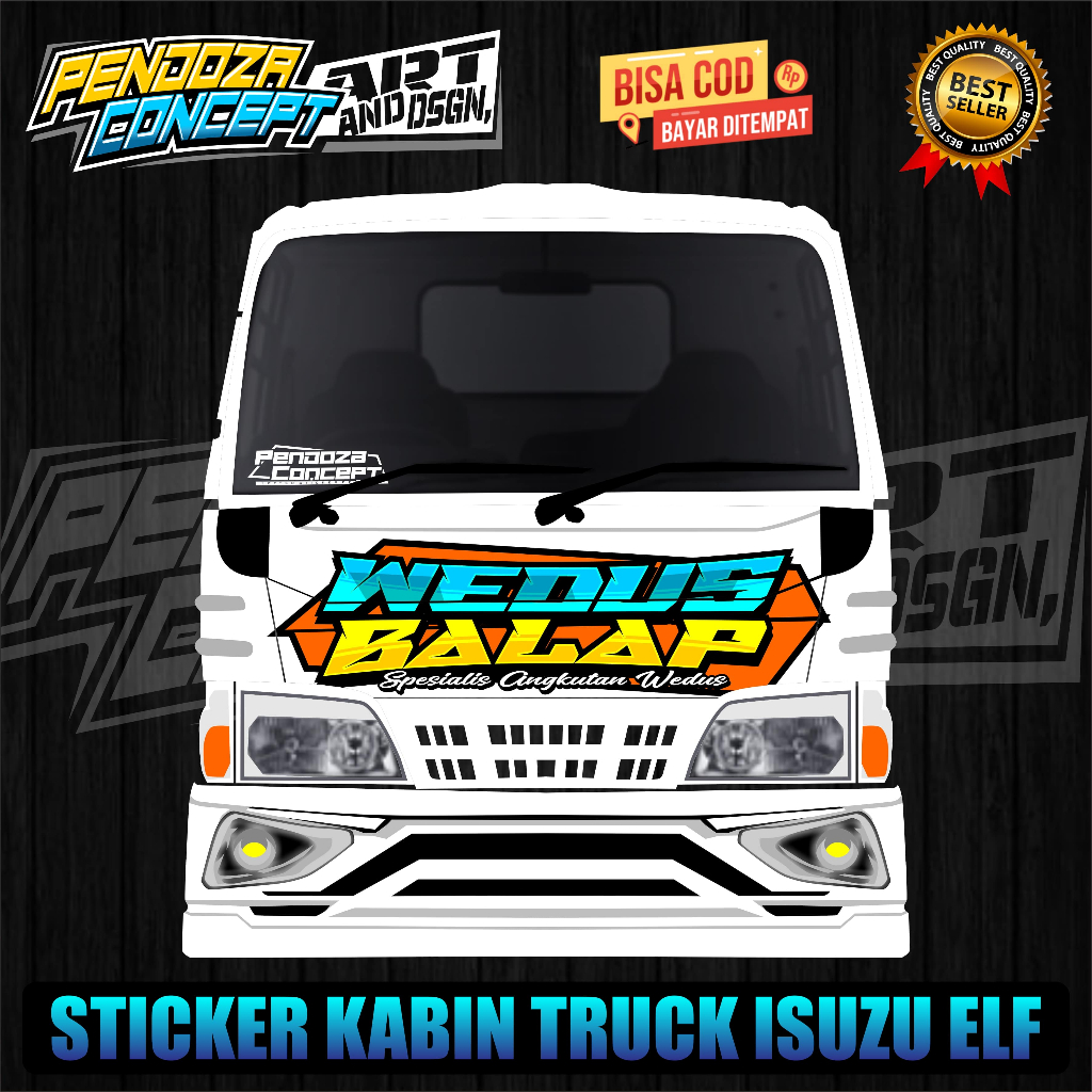 Jual Stiker Kabin Truk Elf Wedus Balap Bisa Ganti Tulisan Stiker Truk