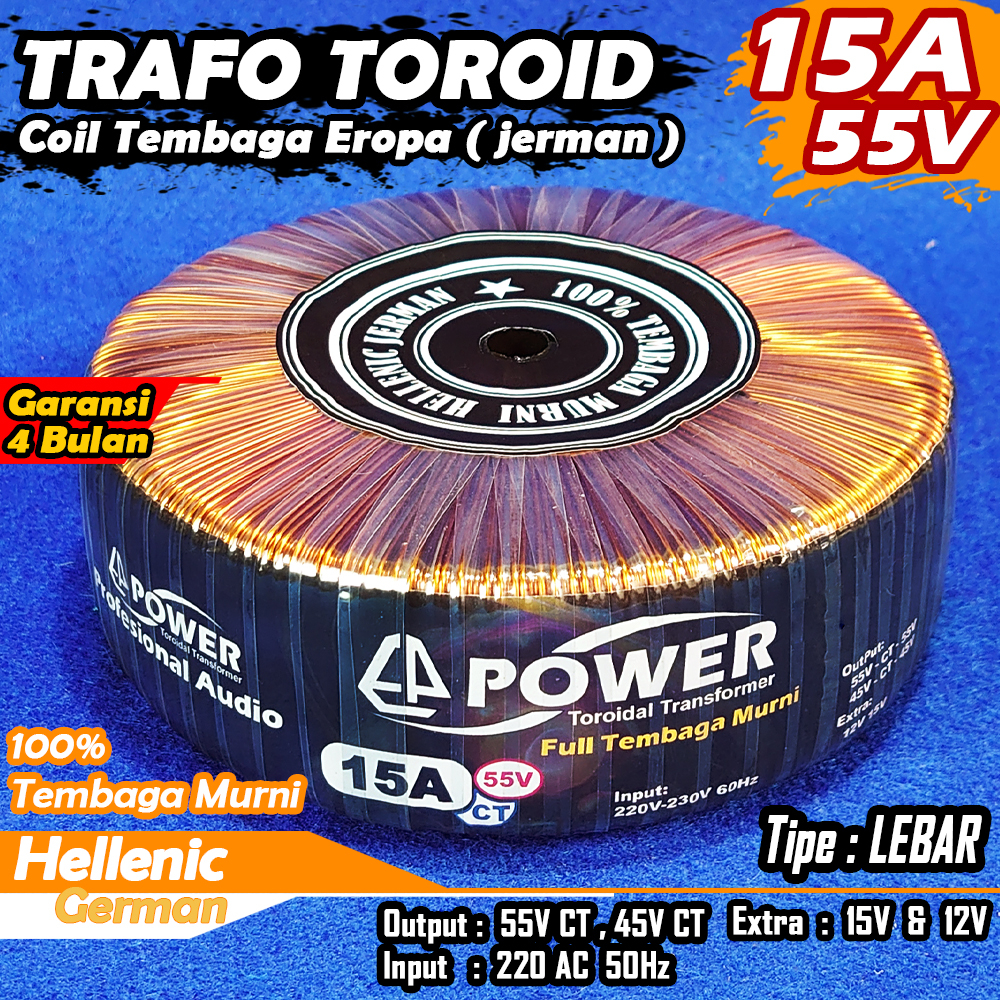 Jual Trafo Toroid Trafo Donat CT 55V 45V 15A MURNI Full Tembaga