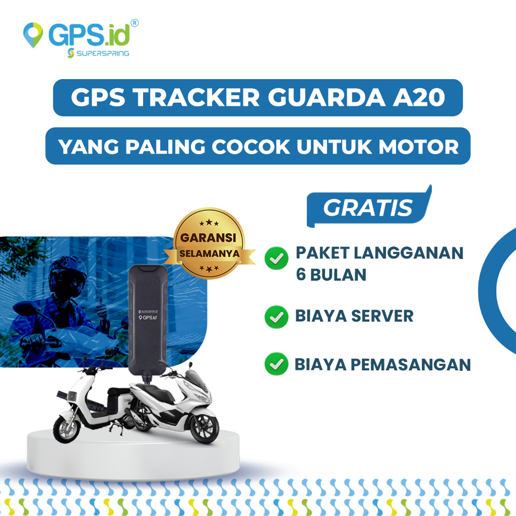 Jual GPS ID TRACKER GUARDA A20 SUPERSPRING PELACAK COCOK UNTUK MOTOR