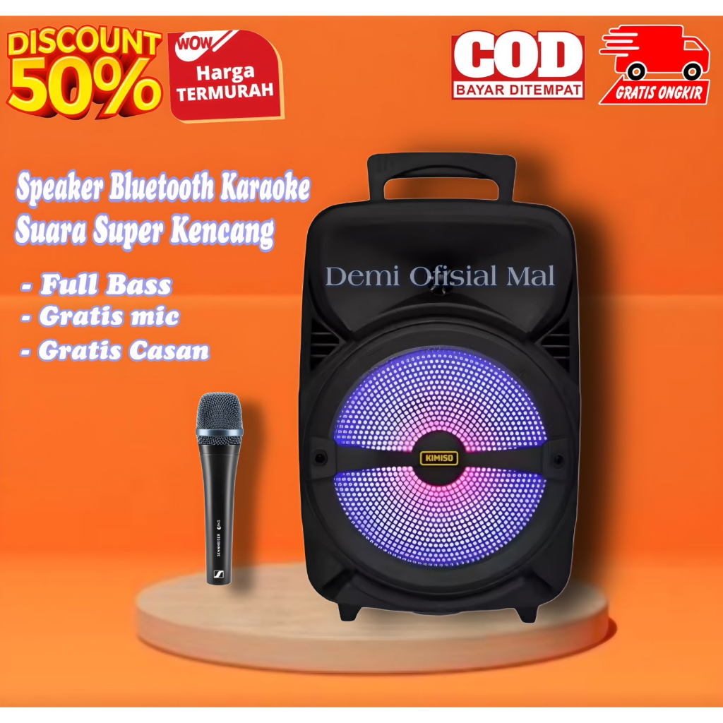 Jual Cod Speaker Bluetooth Karaoke Ukuran Jumbo Bonus Mic Extra Bass