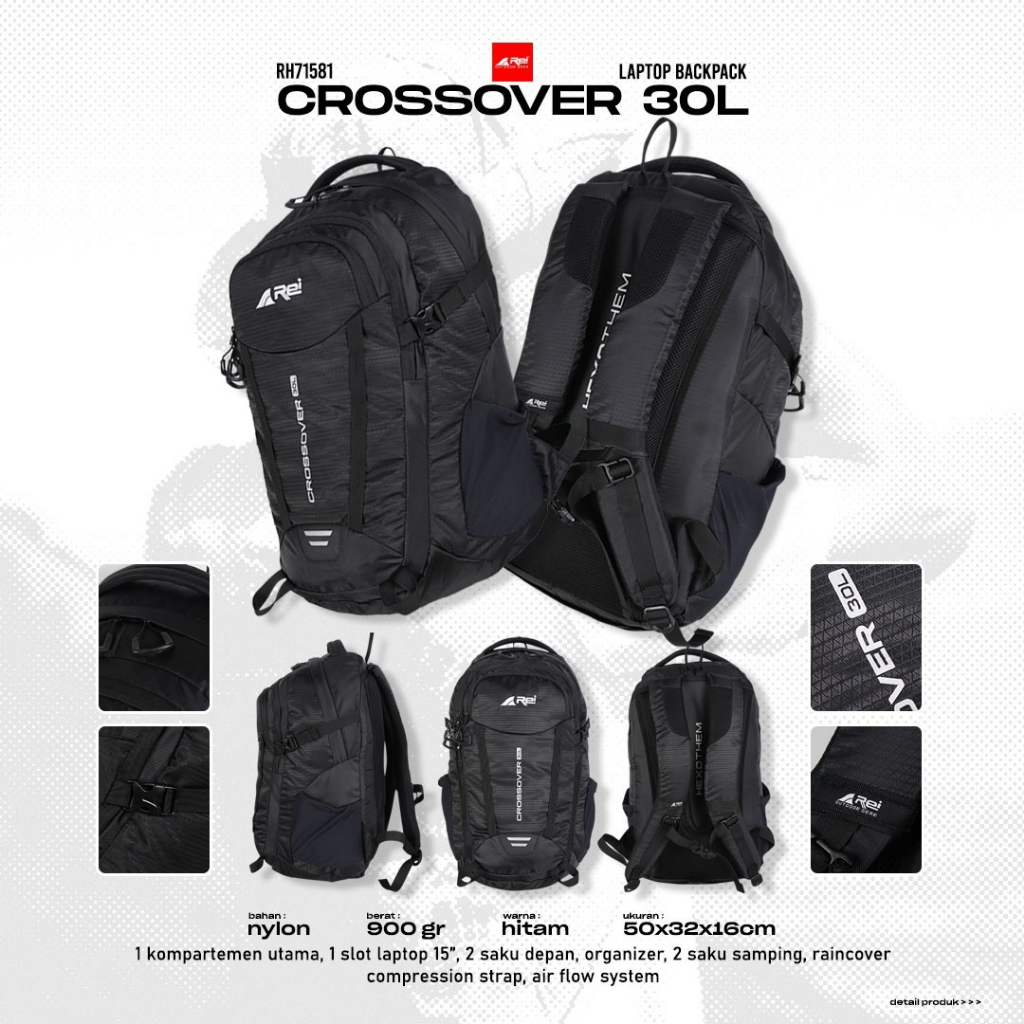 Jual Tas Ransel Hitam Pria Crossover Liter Daypack Arei Outdoorgear