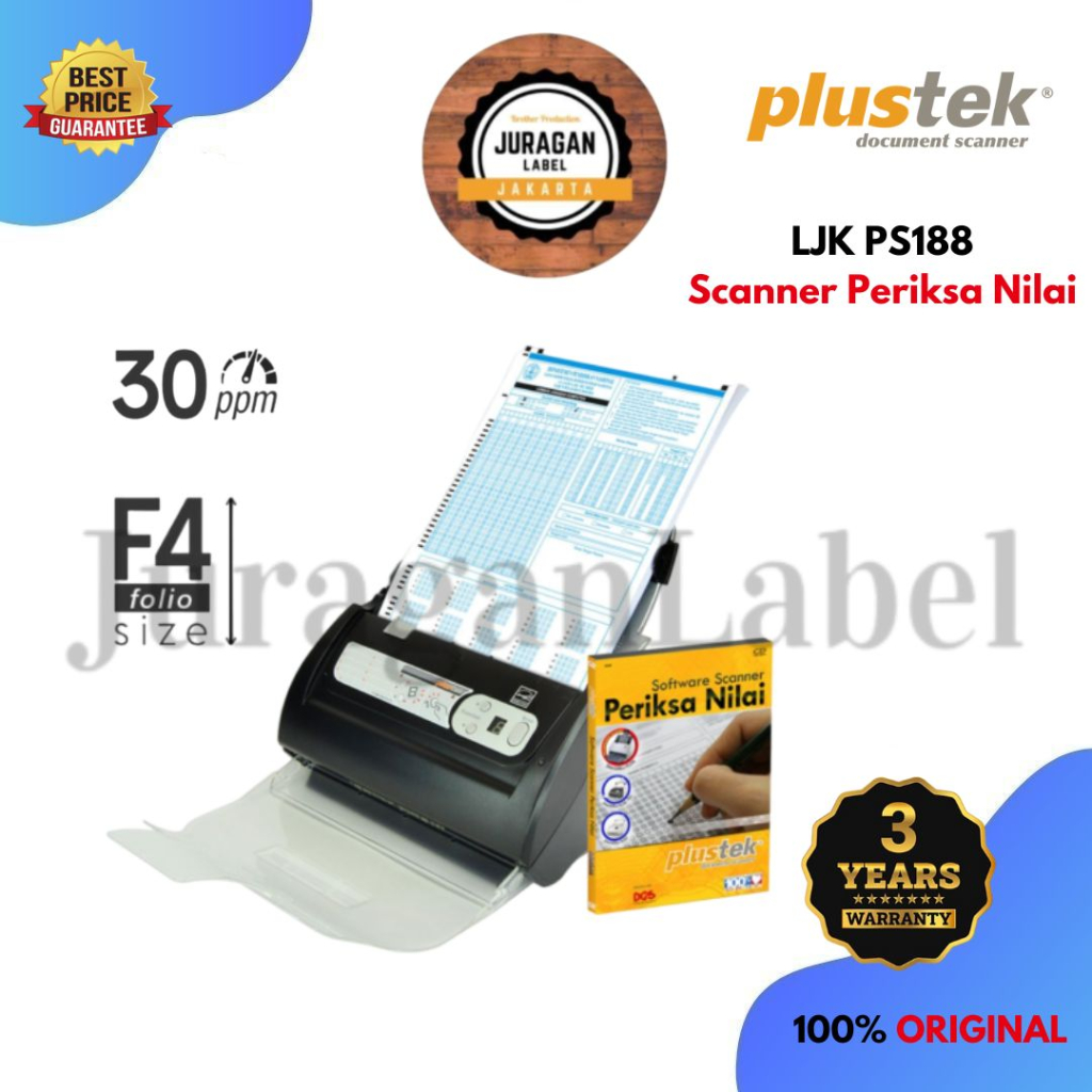 Jual Scanner Plustek Periksa Nilai LJK PS188 F4 SmartOffice 30 Lembar