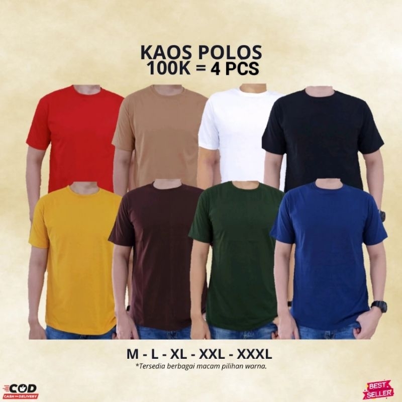 Jual Kaos Polos Pria Wanita Paket Pcs Ribu Kaos Polos Regular