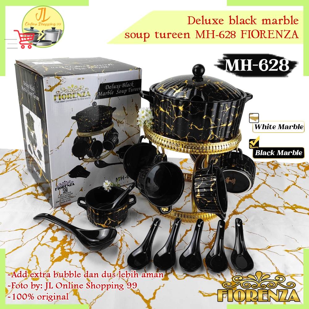 Jual FIORENZA Soup Tureen Black Marble Duluxe Series With Rack MH 628