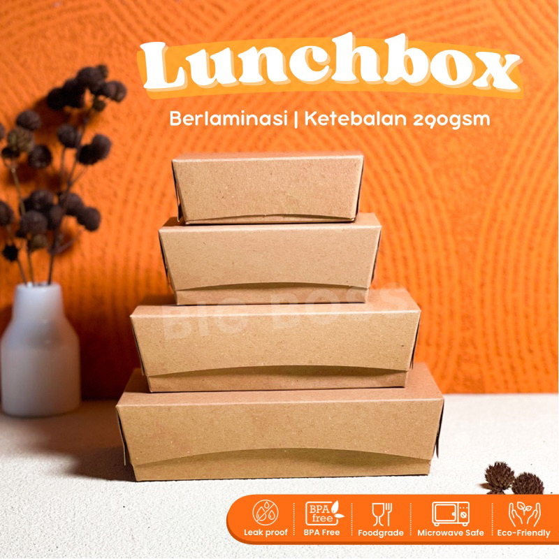 Jual Lunch Box Paper Kraft Coklat Laminasi Ukuran S M L Tebal 290gsm