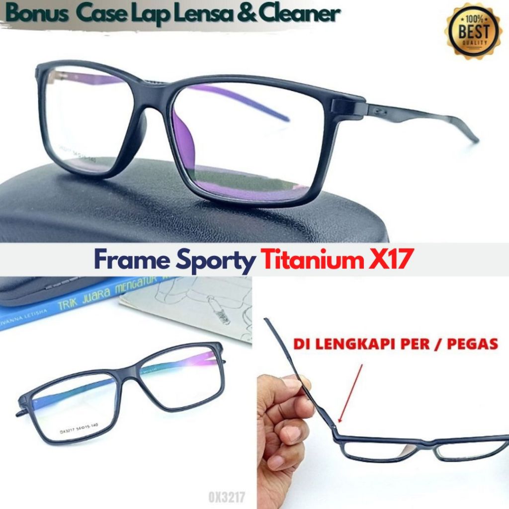 Jual Frame Kacamata Pria Sporty Titanium X Lensa Normal Minus Baca