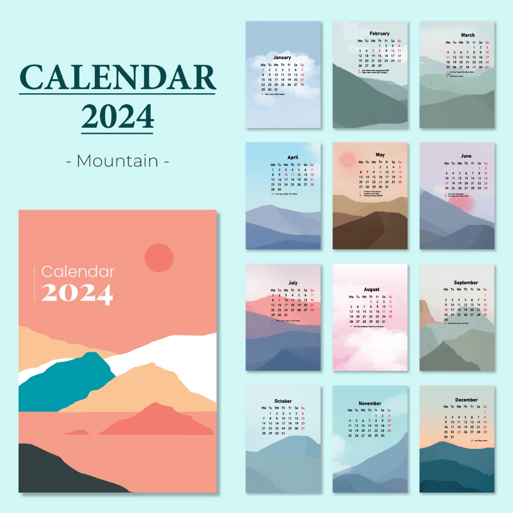 Jual Calendar Meja A6 2024 COLORFULL Ukuran A6 Kalender Meja