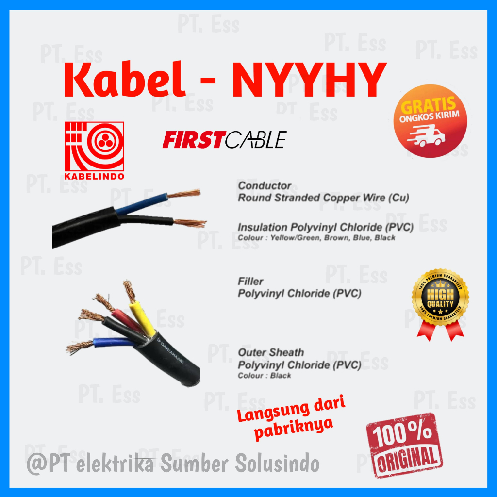 Jual KABEL LISTRIK NYYHY 2x4mm2 600 1000V Black Colour FIRST CABLE