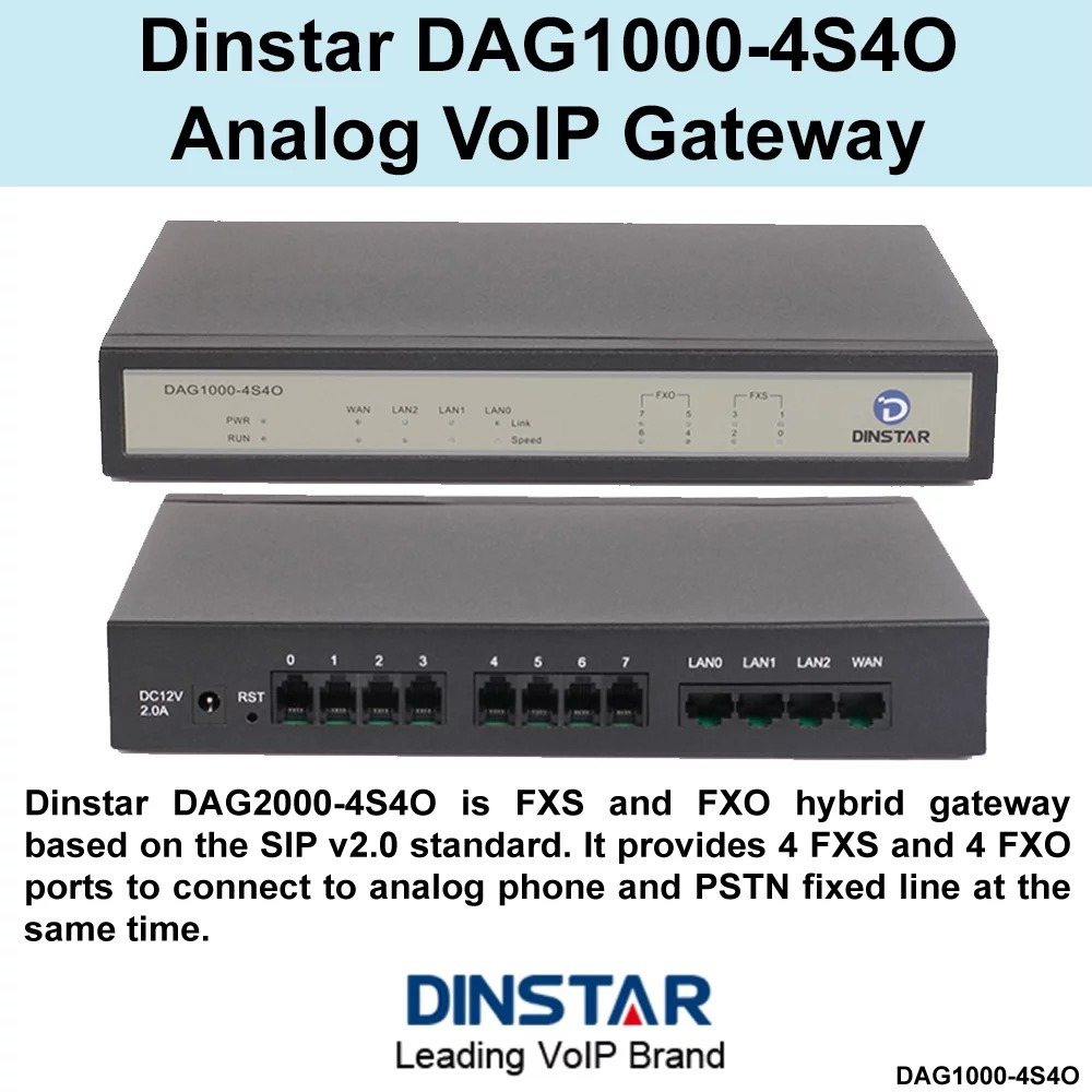 Jual Dinstar DAG1000 4S4O 4S4O Hybrid Analog VoIP Gateway Shopee