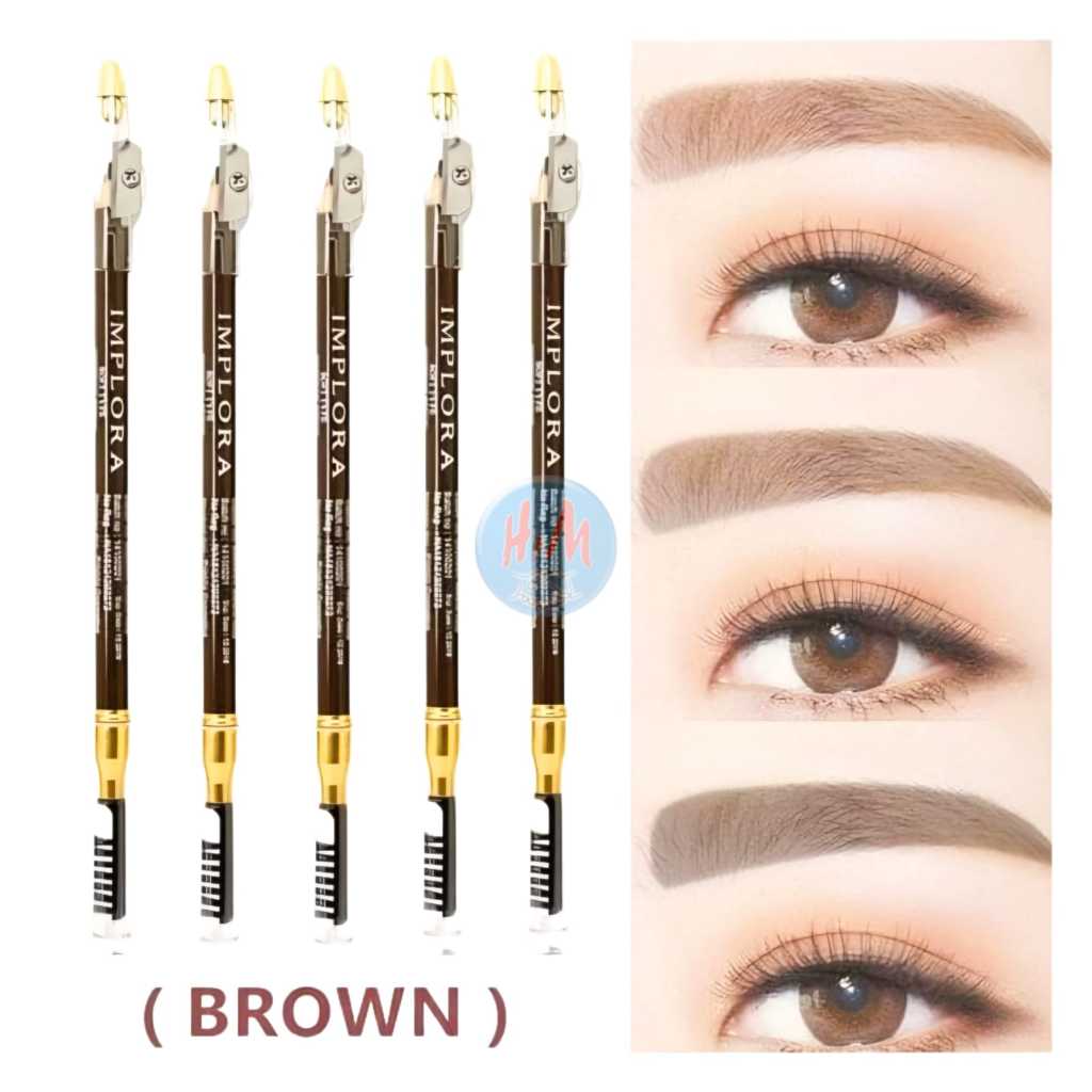 Jual BROWN 002 IMPLORA EYEBROW PENCIL PENSIL ALIS 2 IN 1 ORIGINAL